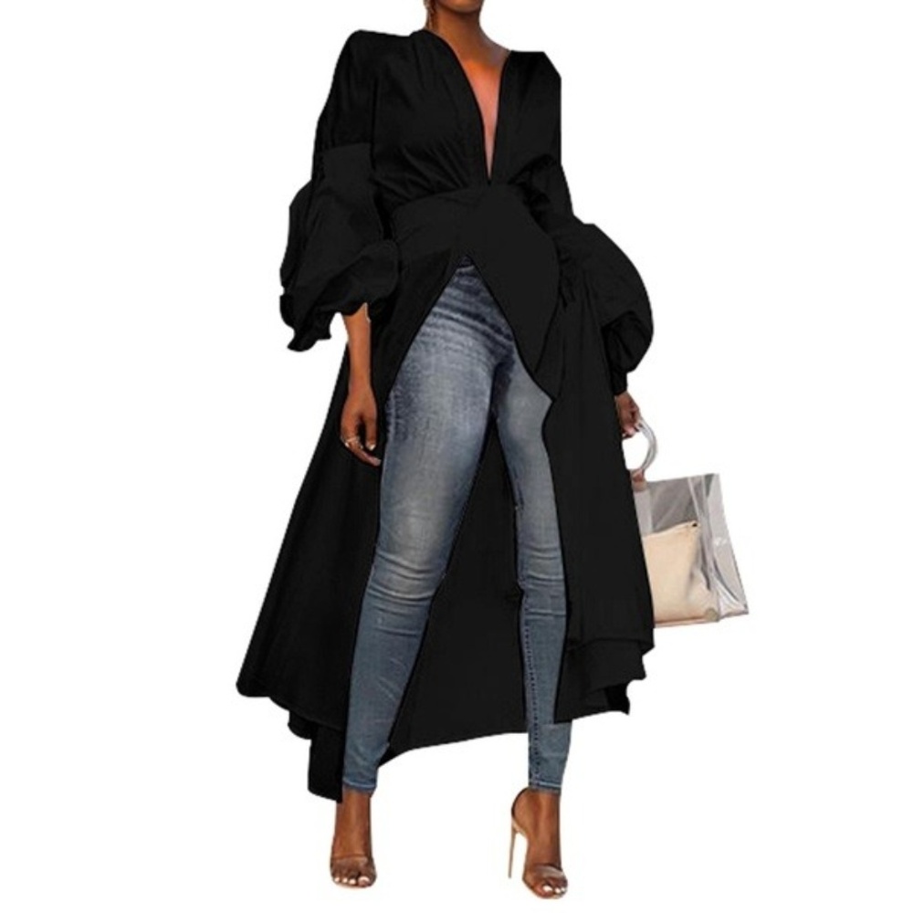 Puff Sleeve Over Sized Long Maxi Top